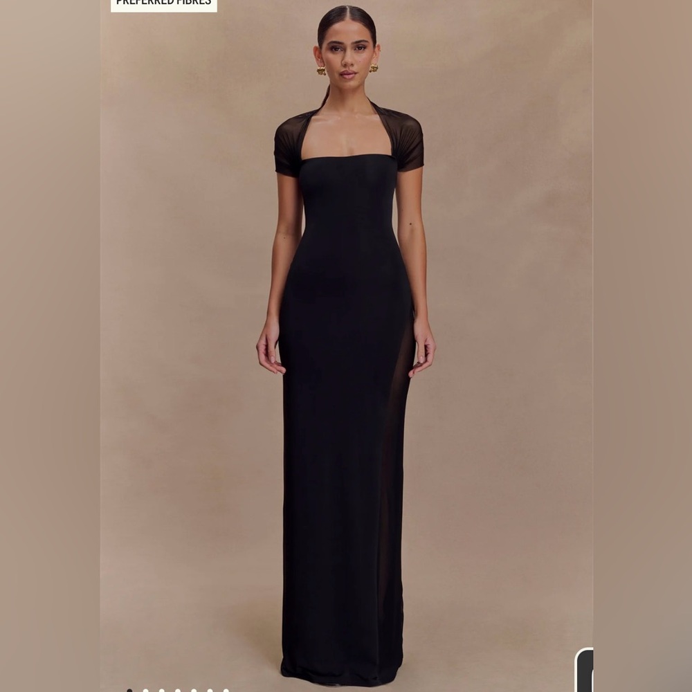 NWT - Meshki Black Maxi Dress with Mesh Detailing